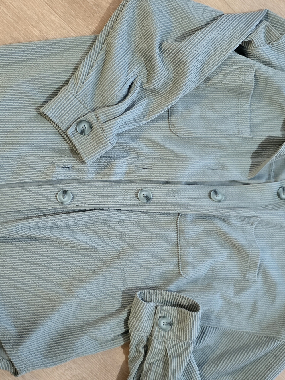Women's Textured Button-Front Shirt Jacket in Light Sage